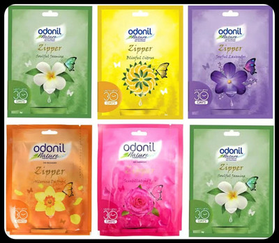 Odonil Citrus, LAVander, Rose, ALLuring, Jasmine Blocks Air Freshener for Room Bathroom Toilet Long Lasting(6 x 10 g)