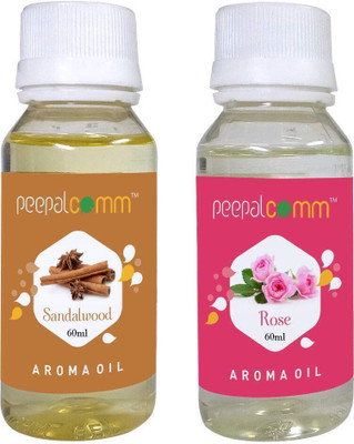 PeepalComm Pure Aroma Essential Oils Rose & sandalwood Aroma Oil 60 Ml Each Set Of 2 Aroma Oil Pure Aroma Essential Oils Lemon Grass & sandalwood Aroma Oil 60 Ml Each Set Of 2 Aroma Oil (2 x 60 ml)(2 x 60 ml)