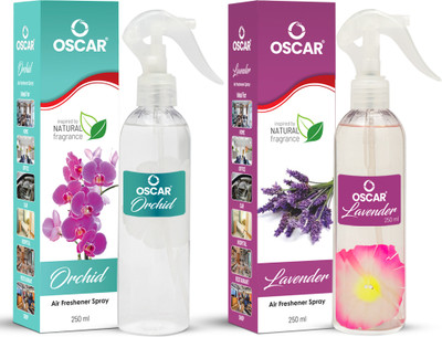 OSCAR Orchid and Lavender Spray Room Air Freshener with Long Lasting Mood Freshing fragrance(2 x 250 ml)
