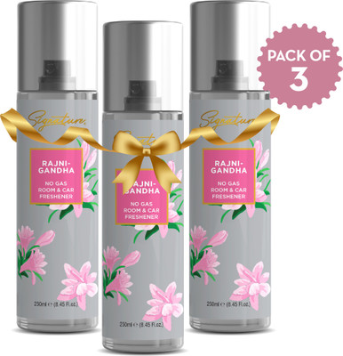 Signature Room Fresheners Rajnigandha Car Freshener Spray Rajnigandha(3 x 250 ml)
