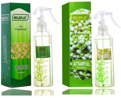 Wildplay Attarful & Jasmine Room Air Freshener Spray Jasmine 250ml Room Freshener 1pc. and Attarful 250ml Room Freshener 1pc.(2 x 125 ml)