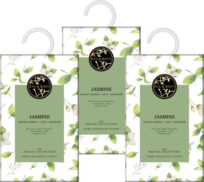 Soul & Scents Jasmine Serenity Fragrance Sachet for Home, Car, Office, Wardrobe Blocks(3 x 20 g)