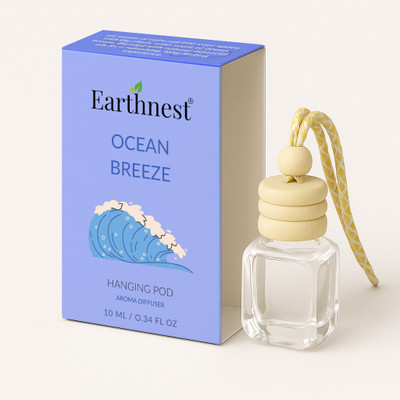 Earthnest Ocean Breeze Car Freshener Aroma Oil, Diffuser Hanging Pod Car Aroma Diffuser – Ocean Breeze | Fresh Marine Car Perfume with Sea Salt & Driftwood Notes(10 ml)