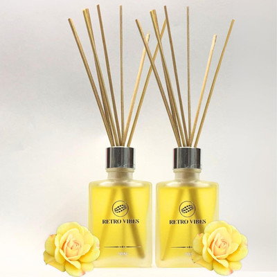 Retro Vibes Lemon Reed Car Freshener Diffuser Set Lemon Car Perfume Hanging Pod | Natural Essential Oils Fragrance Pack of 1(10 ml)