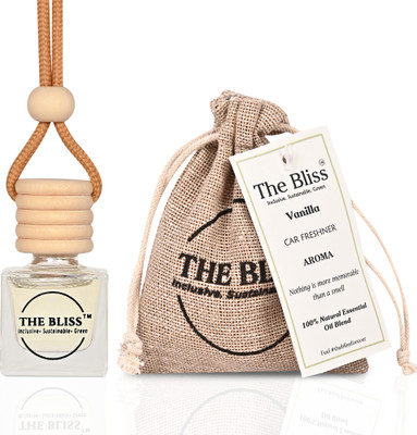 The Bliss Car Air Freshener in Glass bottle with Wooden Diffuser Lid (Vanilla) Diffuser Car Perfume | Air Freshener with Essential Oils Long lasting Fragrance in Glass bottle with Wooden Diffuser Lid | Car Freshener 10ml (Vanilla)(10 ml)