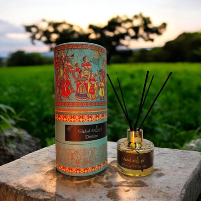 GLOBAL AROMA Reed Diffuser Set Denim Fragrance Diffuser Set R-SET120ML-DENIM-B-FIBER(120 ml)