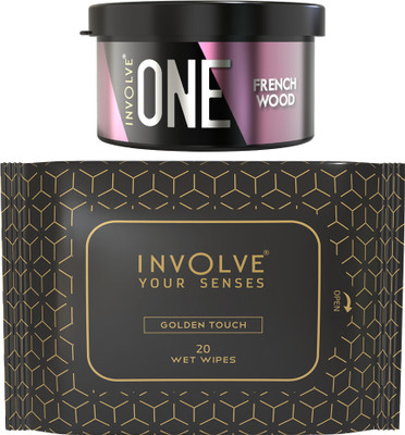 Involve One Frenchwood Car perfume with Facial Wipes - Golden Touch - 20 N-Combo Car Freshener Blocks One Frenchwood Car perfume with Facial Wipes -Golden Touch -20 N-Combo Car Air Freshener | Car Accessories interior |Car Accessories interior car perfumes and fresheners(1 Units)