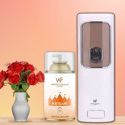 Wattle Castillo Kesari Automatic Air Room Freshener Dispenser & 265Ml Refill 3000+ Sprays Automatic Spray, Refill, Diffuser Set WC-Machine02+Kesari(2 Units)