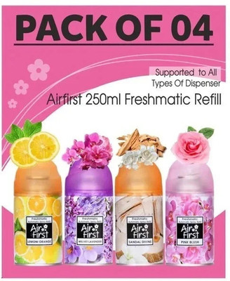 Air first Spray Refill Combo Pack 250ML*4 Pcs. Car Freshener Spray Air Freshener Automatic(4 x 250 ml)