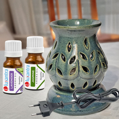 Luxantra Lavender and JasmineAroma Oils Diffuser Set with Ceramic Electric Fragrance Oil Burner Handmade(20 ml)