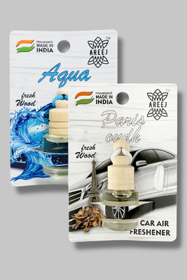 areej Aqua, Paris oudh Car Freshener Diffuser Car hanging perfume Car air freshener Mix Combo(2 x 8 ml)