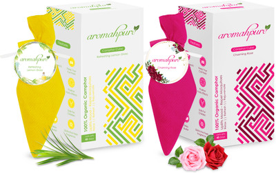 Aromahpure Camphor Cube Charming Rose & Refreshing Lemongrass Fragrance Blocks Camphor Cube | Pack of 2| Charming Rose & Refreshing Lemongrass Fragrance(2 x 1 Units)