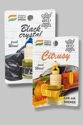 areej Black crystal, Citrusy Car Freshener Diffuser Car hanging perfume Car air freshener Mix Combo(2 x 8 ml)