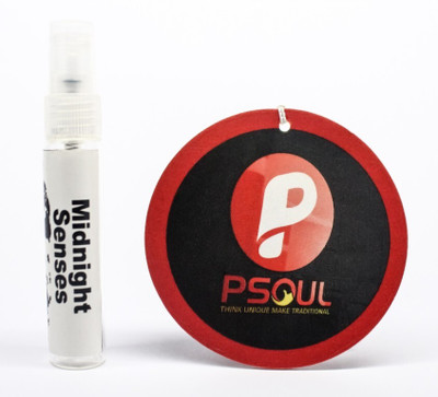 PSOUL Floral Car Freshener Diffuser Set PLATINUM FRESH Car Pepar Air Freshner With MIDNIGHT SENSE Floral Spray Bottle 150 Shot(1 Units)