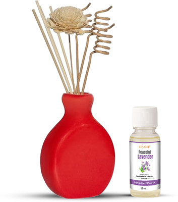 Edysian Lavender Diffuser Set Ceramic Reed Diffuser Set – Split | Lavender Diffuser Oil with Natural Reeds | Home & Office Fragrance(50 ml)