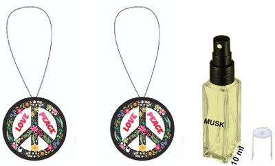WINKCART Musk 10 ml perfume,scented hanging air freshener Blocks, Diffuser Set Air freshener Paper hanging,Air Purifier Natural Aroma fragrance Love Peace round shape with 10 ml perfume(3 Units)