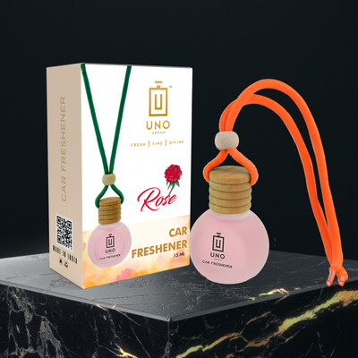 UNO AROMA Rose Flower Fragnance Car Freshener Diffuser Car Freshener Hanging/Car Perfumes Accessories Long Lasting Good Smell Fragrance(15 ml)