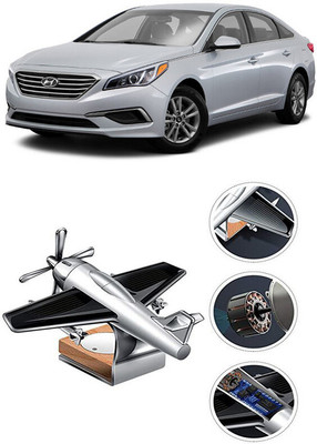 YUNEIK Car Solar Air Freshner Automatic Rotating Diffuser YK_SILVER-SINGLE-FAN-197(100 g)
