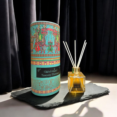 GLOBAL AROMA Reed Diffuser Set Tuscany Florence Fragrance Diffuser Set CUBE-TUSCANYFLORENCE100ML-W-FIBER(100 ml)