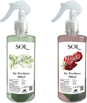 Sol Rose, Jasmine Spray Jasmine and Rose Air Freshener pack of 2 - 500ml each(2 x 500 ml)