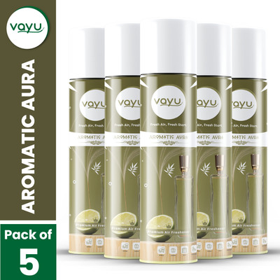 Vayu Air Freshner Room Spray Aromatic Aura Flavour (Pack of 5) Spray Air Freshner Room Spray(5 x 220 ml)