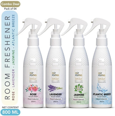 Airroma Air Freshener for Home & Office, Long-Lasting Fragrance Spray Pack of 4 Air Freshener Spray(4 x 200 ml)