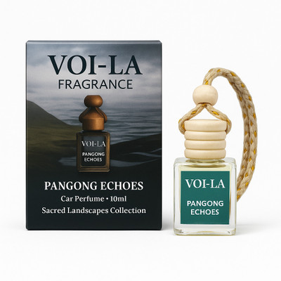 VOILA Pangong Echoes Luxury Car Freshener Diffuser With Essential Oil In Gass Bottle And Wooden Lid(10 ml)