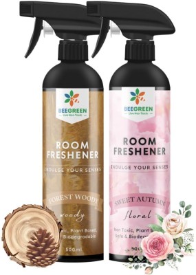 BeeGreen Sweet Autumn & Forest Woody Room Freshener Combo Natural, Eco-Friendly Fragrance Spray(2 x 500 ml)