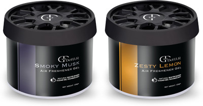 DeFEUR Zesty Lemon & Smoky Musk, Gel Car Perfume, Long lasting Upto 45 Days Car Freshener Diffuser Gel Car Perfume Gel(2 x 120 g)