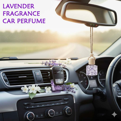Ambipur Car Perfume Lavender Fragrance with Essential Oil Hanging Bottle Car Freshener Diffuser Air Freshener/Purifier Pur Relaxing Lavender Starter Kit Combo with Car Air Freshener Diffuser Hanging(7.5 ml)