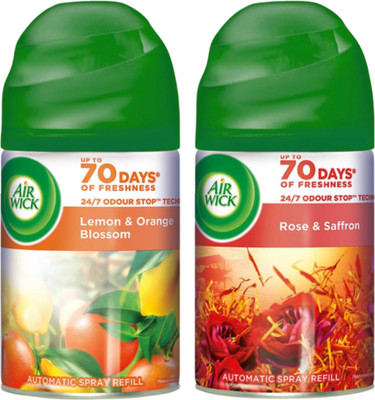 Airwick Lemon & Orange Blossom Rose & Saffron Car Freshener Refill Lemon & Orange Blossom Rose & Saffron (Suitable for Home) Refill(2 x 250 ml)