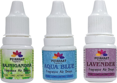 Pujahaat Lavender, Aqua Blue, Rajnigandha Aroma Oil, Fridge Freshener, Refill, Potpourri Lavender Aqua blue Rajnigandha 3 bottle(3 x 5 ml)