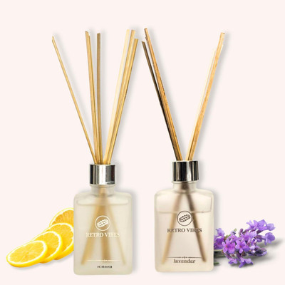 Retro Vibes Lemon and Lavender Reed Diffuser Set with 7 Bamboo Sticks Essential Oil Diffuser Set Lemon and Lavender Reed Diffuser Set with 7 Bamboo Sticks Essential Oil(2 x 30 ml)