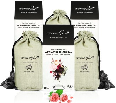 Aromahpure Premium Car Perfume Flakes with Activated Charcoal|Rose Fragrance Diffuser(3 x 100 g)