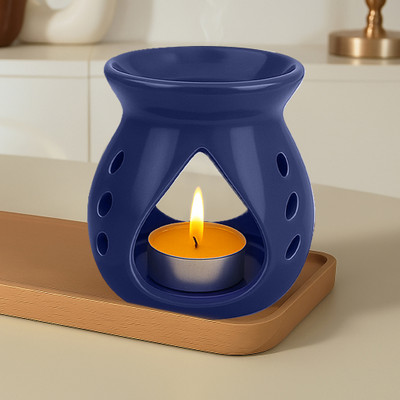 Floryn decor Ceramic Diffuser with 1 Tealight Candles For Fragrance, Aromatherapy Gift Blue Diffuser Set Ceramic Diffuser with Tealight Candle Aroma Burner Blue(1 Units)