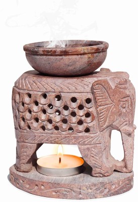 Pure Source India Hand Carved Elephant Design Natural Soapstone Aroma Oil Burner Diffuser(30 ml)