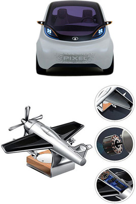 YUNEIK Car Solar Air Freshner Automatic Rotating Diffuser YK_SILVER-SINGLE-FAN-529(100 g)