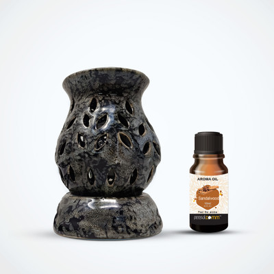 PeepalComm A2 Ceramic Electric Fragrance Diffuser Oil Burner With 1 10ml Sandalwood Aroma Oil, Diffuser Set, Refill A2 Premium Handcrafted Ceramic Electric Fragrance Diffuser Oil Burner |Fragrance Oil Diffuser for Home with 1 Set Sandalwood 10ml Fragrance Diffuser Oils, Attractive Shape,(2 x 5 ml)