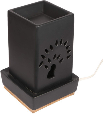 LANDSLIDE Ceramic Square Shape Electric, Burner Black 8 Inch, With 40watt Bulb Diffuser PSI-SQUREBLK-ELTRCBIG-FC(150 ml)