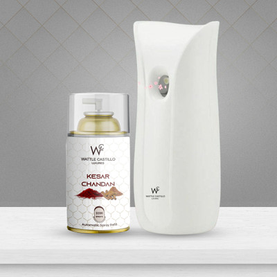 Wattle Castillo Automatic Air Freshener Kit (Air Dispenser + Kesar Chandan- 265ml) 3000+Sprays Automatic Spray WCL-265ml-Machine01-Kesar Chandan(265 ml)