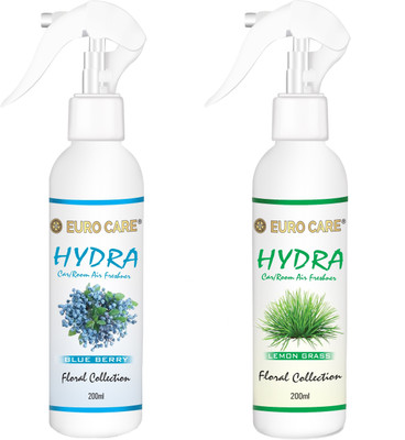 Euro Care Blue Berry, Lemon Grass Car Freshener Spray Blue Berry-Lemon Grass-Scent(2 x 200 ml)
