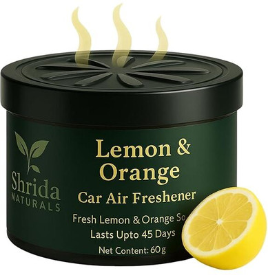 Shrida Lemon & orange Diffuser Lemon and Orange Car Air Freshener Gel 60g – Car Perfume Gel Blend for Dashboard & AC Vents | Natural Odor Remover | Citrus Scent(60 g)