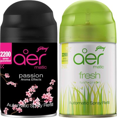 Godrej Aer FRESH, PASSION Car Freshener Refill Aer Matic Refill GJ,PSS,GN(2 x 225 ml)