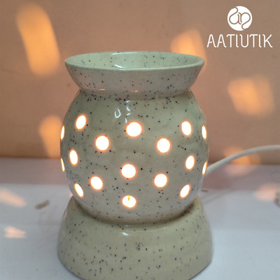Aatiutik Sandalwood Diffuser Set Ceramic Electric Diffuser Fragrance With Set of 2 sandalwood Aroma Oil of 15ml Each(3 x 6.67 ml)