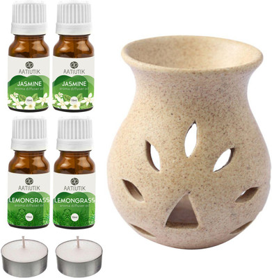 Aatiutik Lemongrass, Jasmine Diffuser Set AT-2TL_GRAINTDIF_2JAS_2LG(7 x 5.71 ml)