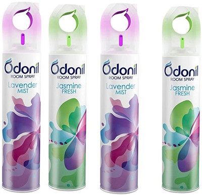Odonil Spray (Pack of 4)Jasmine Fresh- 2, Lavender Mist -2- 220ml each Spray Spray(4 x 0.25 Units)