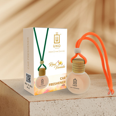 UNO AROMA Real Vannila Fragnance Car Freshener Diffuser Car Freshener Hanging/Car Perfumes Accessories Long Lasting Good Smell Fragrance(15 ml)