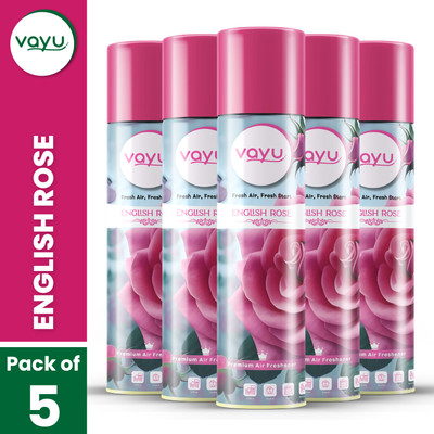 Vayu Air Freshner Room Spray English Rose Flavour (Pack of 5) Car Freshener Spray Air Freshner Room Spray(5 x 220 ml)