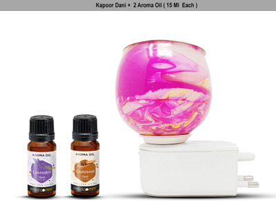 PeepalComm New Marble Printed Electric Kapoordani Lamp+2 Lavender & Sandalwood (15ml Each ) Aroma Oil, Diffuser Set Premium Unique Marble Printed Design multi pink Electric Air Freshener Kapoordani Night Lamp with Switch to Toggle Between Burner and Lamp With 2 Aroma Oil ( 15ml Each Each) Sandalwood