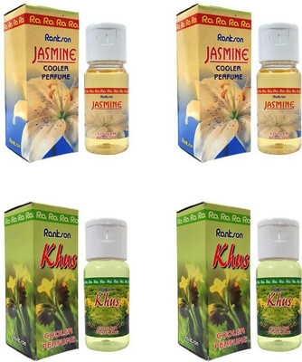 Rankson Jasmine, Vetiver Diffuser Jasmine, Khus Cooler Perfume For Fresh Fragrantic Air - Pack of 4 - 30ml each(4 x 30 ml)